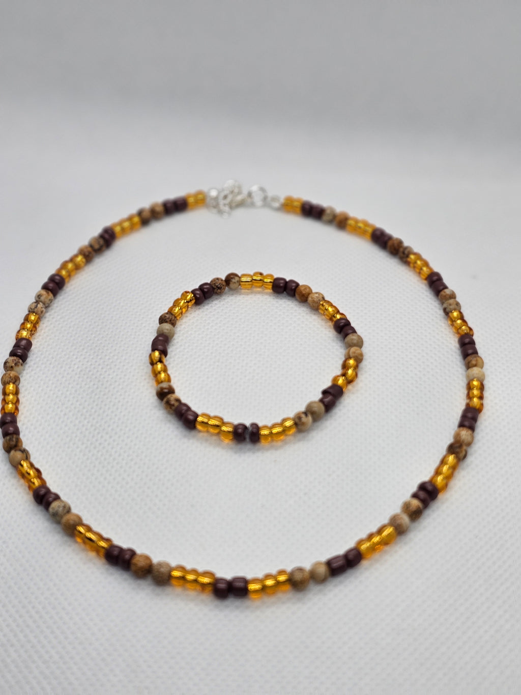 Earth and  Gold Seed Bead JewelrySet