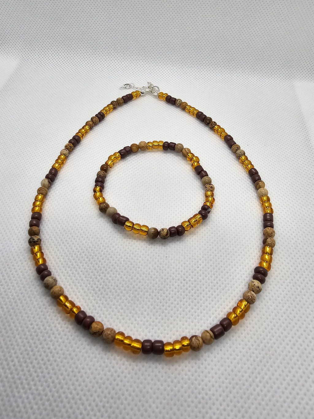 Earth and  Gold Seed Bead JewelrySet